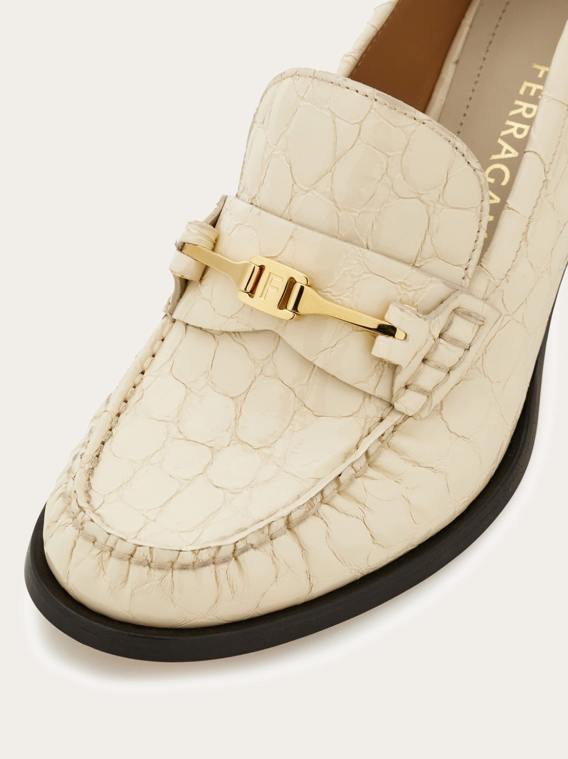 Ferragamo F buckle heeled loafer - Image 3
